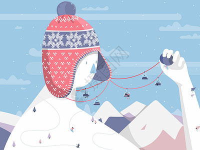 圣诞滑雪创意雪人圣诞节活动插画插画