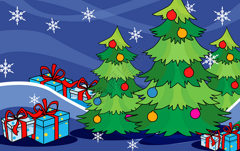 圣诞节之圣诞树和礼物松树高清图片素材