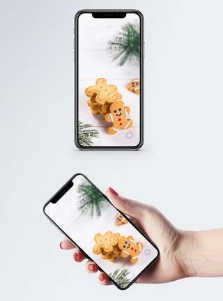 姜饼中断圣诞姜饼手机壁纸模板