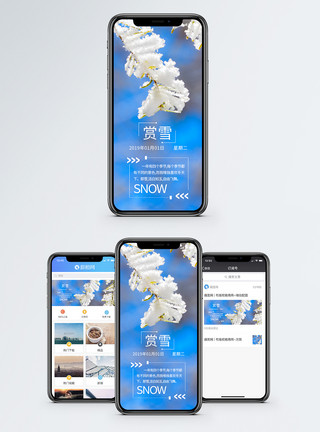 蓝天树枝赏雪手机海报配图模板