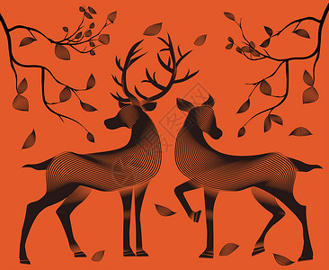 摩尔纹麋鹿动物装饰纹高清图片