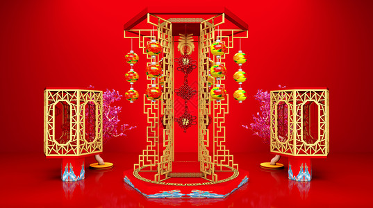 欢度新年春节门楼高清图片