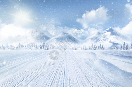 风景道冬天雪景设计图片