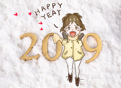 简约2019手机促销新年插画