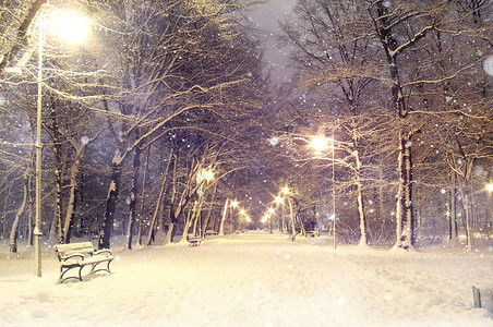 冬夜冬天雪景设计图片