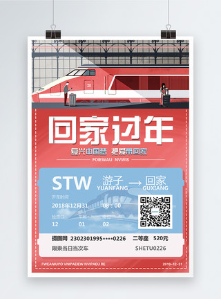 济南火车回家过年海报模板