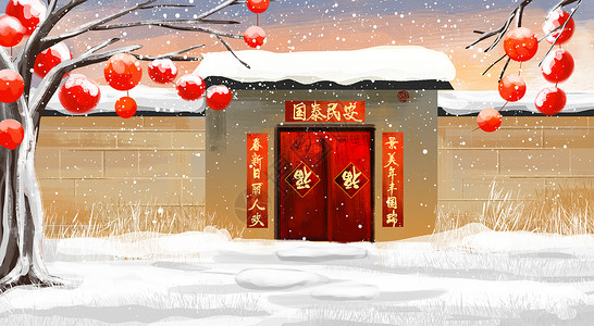 春节红灯笼插画图片