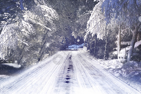 下雪夜景雪景设计图片