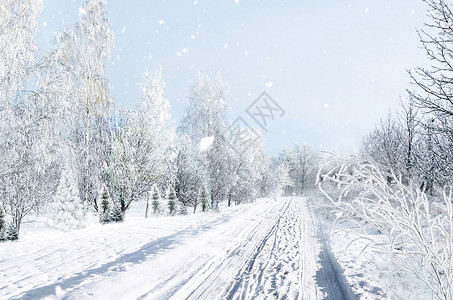 被雪覆盖码头冬天雪景设计图片