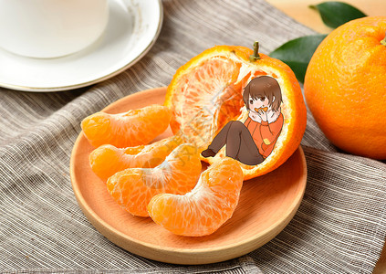 甜橘子冬季饮食插画