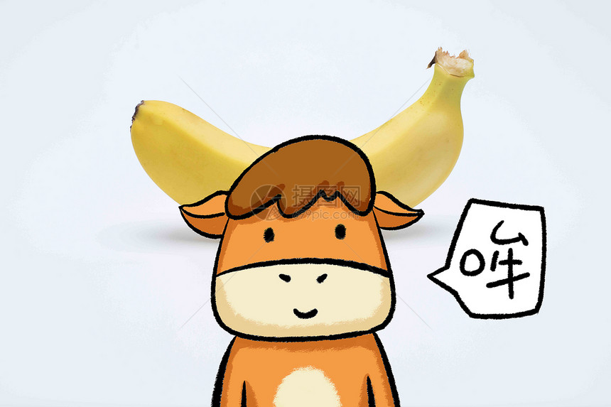 创意香蕉牛角图片