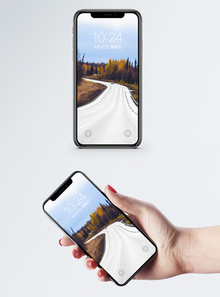 加州风光雪景公路手机壁纸模板