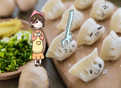 创意厨师春节饺子插画