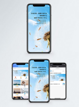 分散的蒲公英付出得到手机海报配图模板