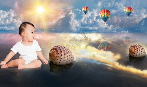 新生儿睡觉儿童奇幻梦境设计图片
