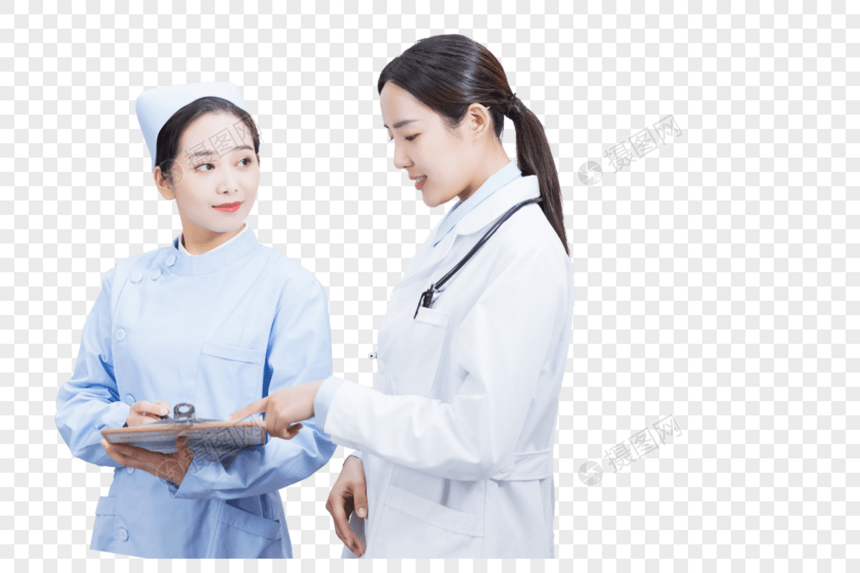 医院前台医生和护士讨论