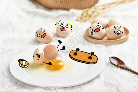 蛋清蛋黄创意滑板鸡蛋插画