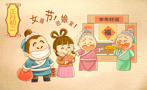 中国传统风俗过年习俗插画插画