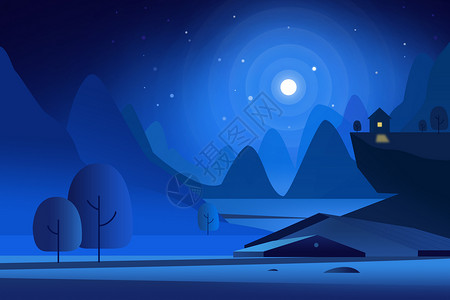 月夜景夜色山水高清图片