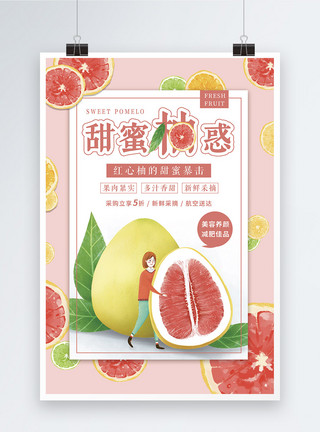 酸甜柚子甜蜜柚惑柚子促销海报模板