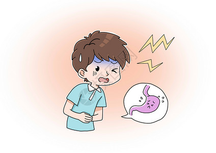 泰国医院胃病肚子痛插画