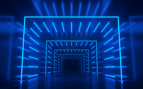 3d霓虹灯科技空间隧道灯光场景设计图片