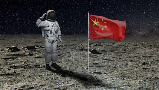 宇航员登录五星红旗高清图片素材