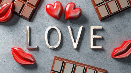 彩色木板浪漫爱情场景设计图片