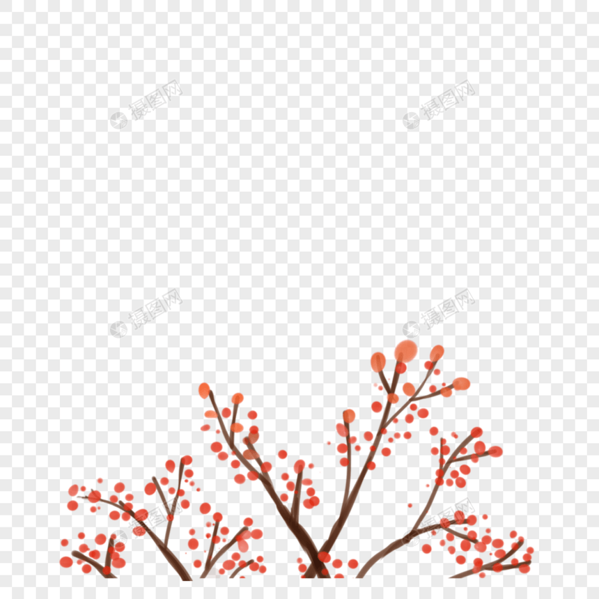 红色梅花枝图片