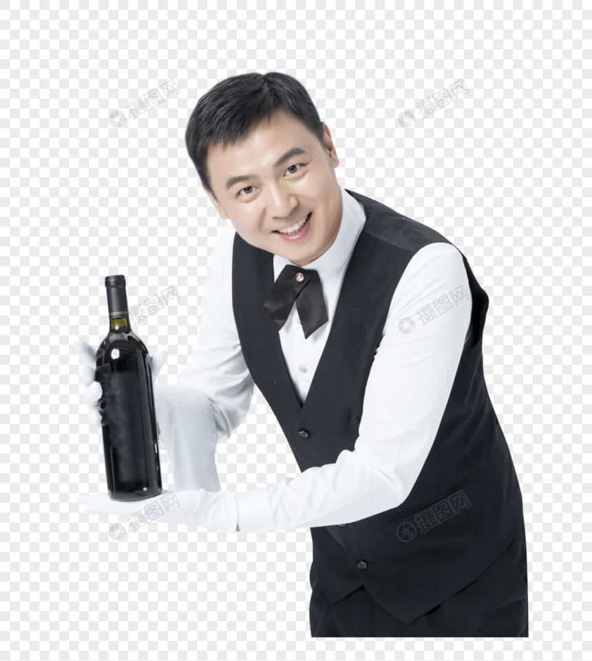 男服务员拿红酒图片