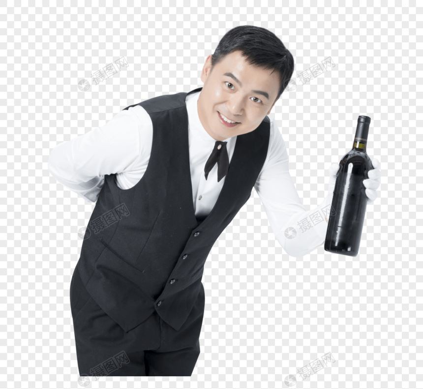 男服务员拿红酒图片