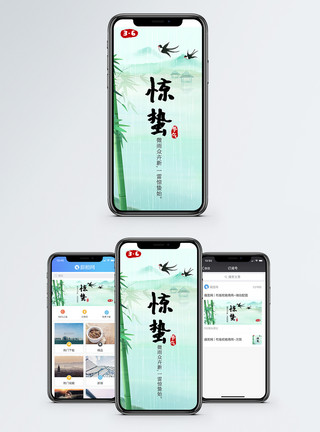 鸟鸣清新惊蛰节气手机海报配图模板