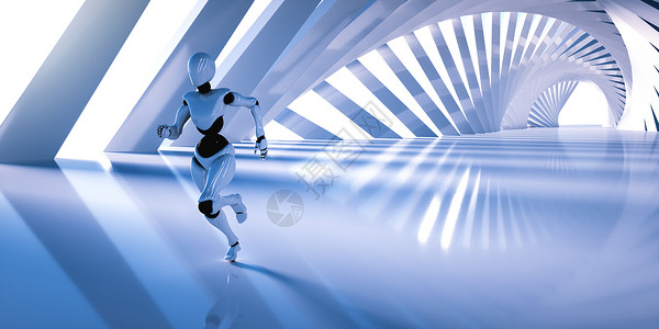 3d运动场景奔跑的机器人设计图片