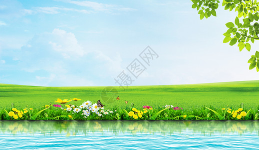 绿色鲜花春天美景设计图片