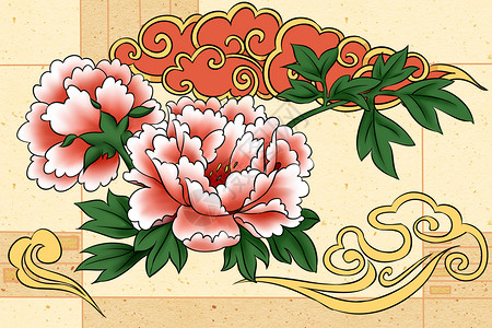 牡丹插画文化传统高清图片素材