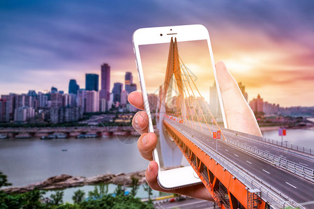 手机里的大桥风景高清图片素材