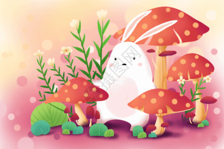 电脑壁纸设计蘑菇小兔gif高清图片