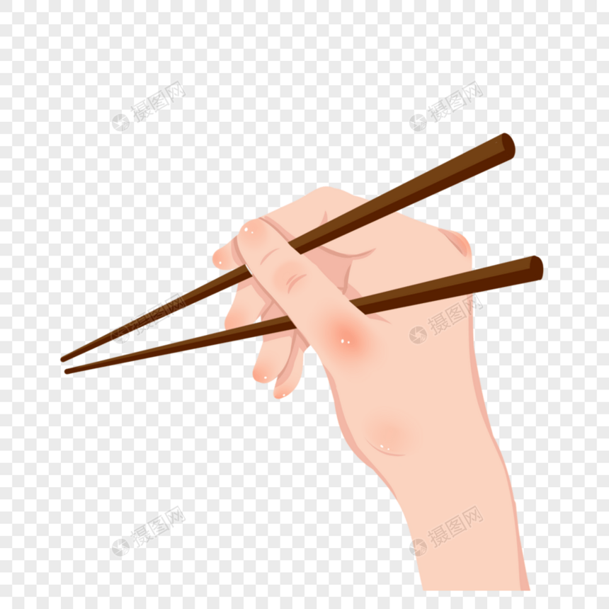 拿着筷子的手图片