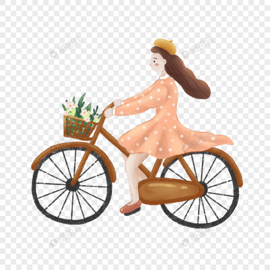 骑自行车春游的女孩图片