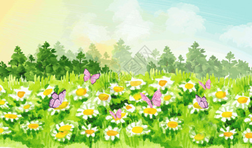 草地上野花春暖花开gif高清图片