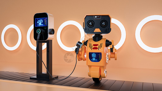 清洁机器人新能源智能机器人充电桩设计图片