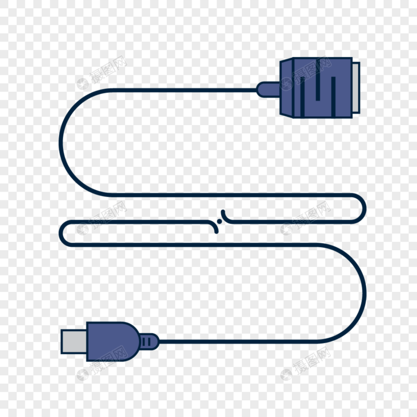 电脑设备连接线图标插画图片