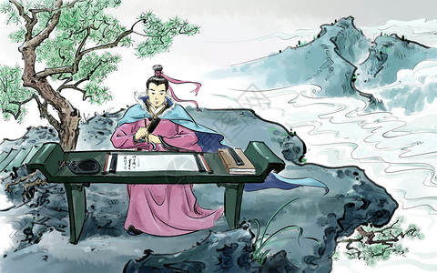 促销活动字中国风传统人物插画