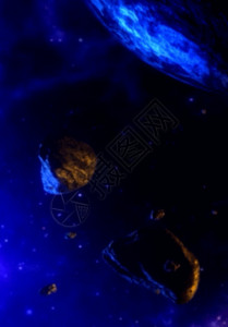 粒子星球蓝色太空陨石旋转h5动态背景高清图片