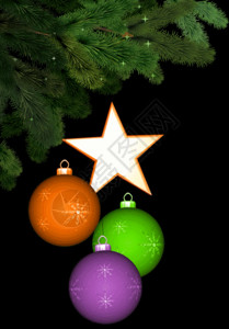 松树绿树素材彩色铃铛圣诞节气氛h5动态背景素材高清图片
