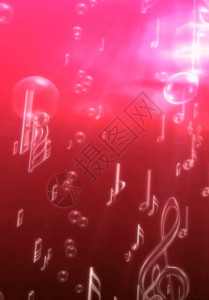 数字音乐红色音符泡泡背景高清图片