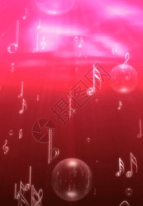 数字音乐红色音符泡泡背景高清图片