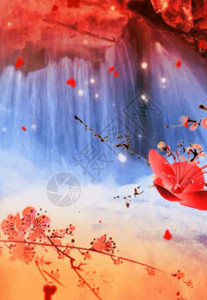 傲雪红梅红梅赞中国风红色背景高清图片