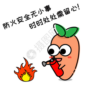 防火标识萝小卜卡通形象配图GIF高清图片