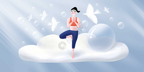 空中瑜伽素材瑜伽运动插画